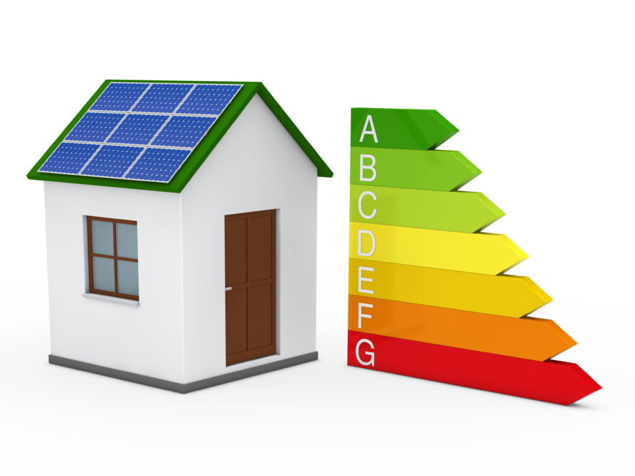 3d house solar energy bar red green